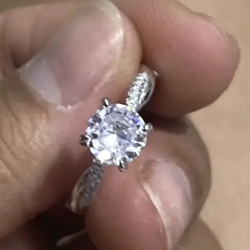 S925 Sterling silver halo diamond wedding ring sz 7